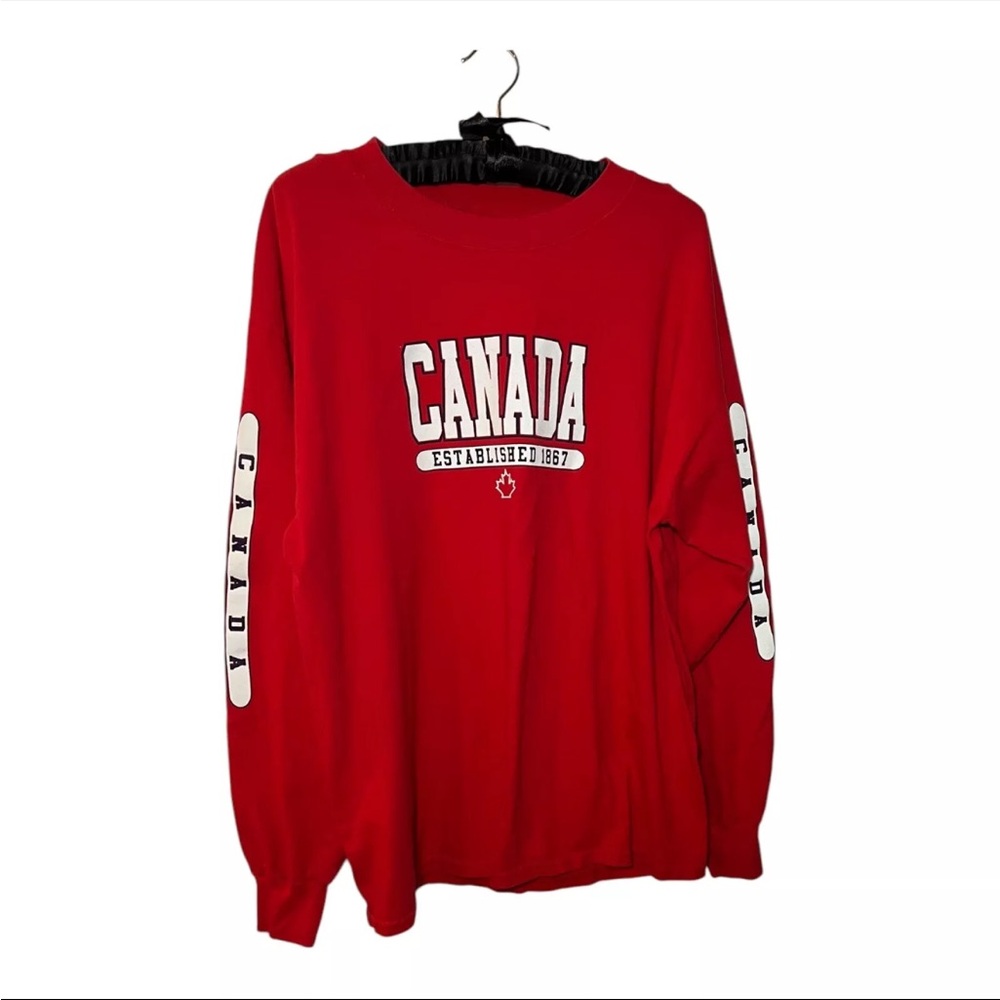 Calhoun Sportswear 90s Vintage Red Canada Long Sleeve T-Shirt Sz XL